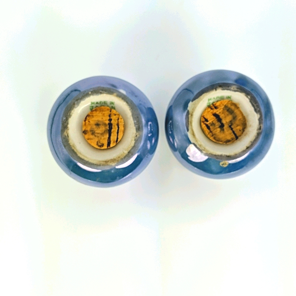 Lusterware Salt & Pepper Shakers, Blue/ Gold Japan - Picture 4 of 6